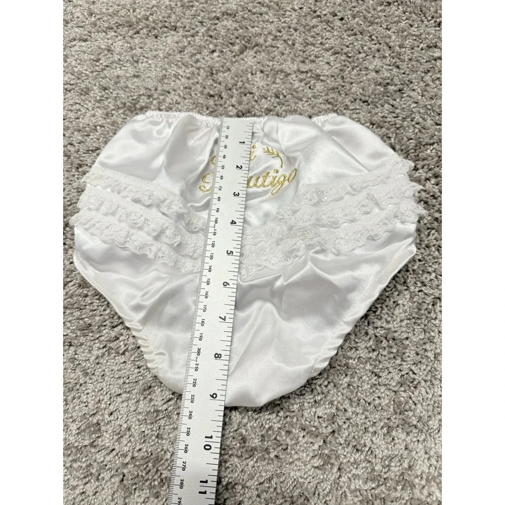White Ruffled Lace Diaper Cover For Babies Embroidered 